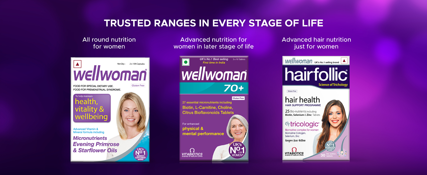 WELLWOMAN 50+ Multivitamins For Women Over Age 50 Years With Vitamins, Iron, Calcium, Amino Acids To Support Menopausal Symptoms, Maintain Energy, Vision & Heart Health|30 Tablets(Pack Of 3)