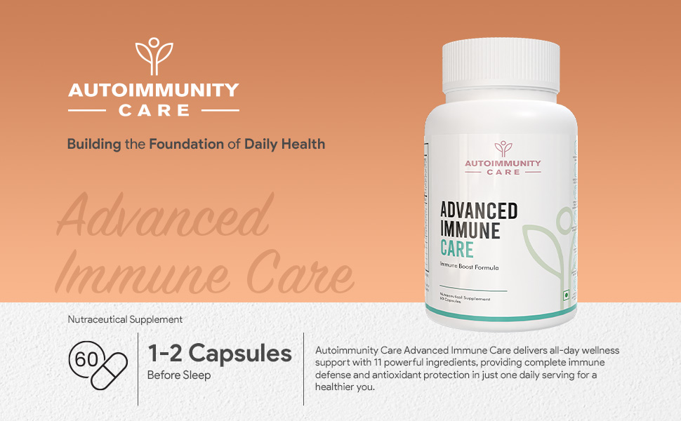 Autoimmunity Care Advanced Immune Care | 11-in-1 Immunity Booster with Vitamin C, D, E, Zinc, Selenium, Elderberry, Ginger, Bee Propolis & S. Boulardii | Antioxidant & Immunity Booster for Men & Women | 60 caps & doses