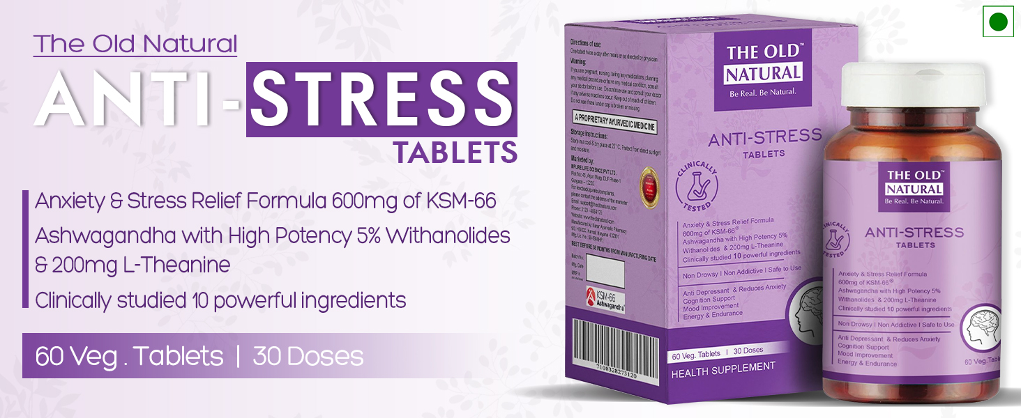 Anti Stress Capsules | Ashwagandha KSM-66, L-Theanine, Brahmi & Chamomile Extract | Supports Relaxation, Cognitive Health, Focus & Mental Wellness | 60 Veg Capsules