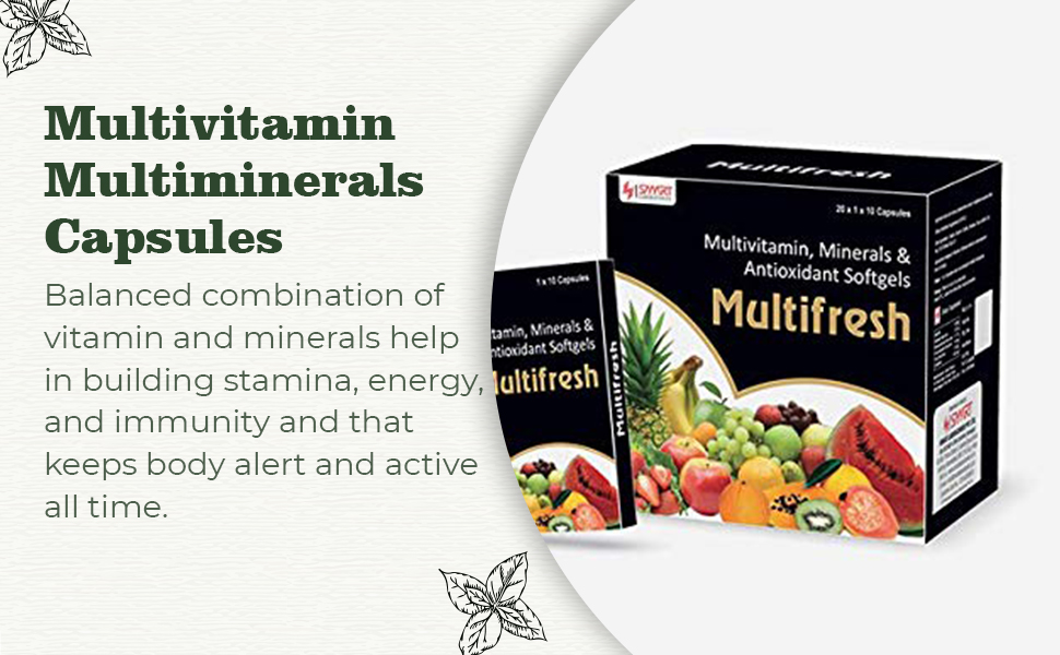 Smartlaboratories Multifresh 10 Capsules, Multivitamin- Multiminerals Capsules (Pack of 5)