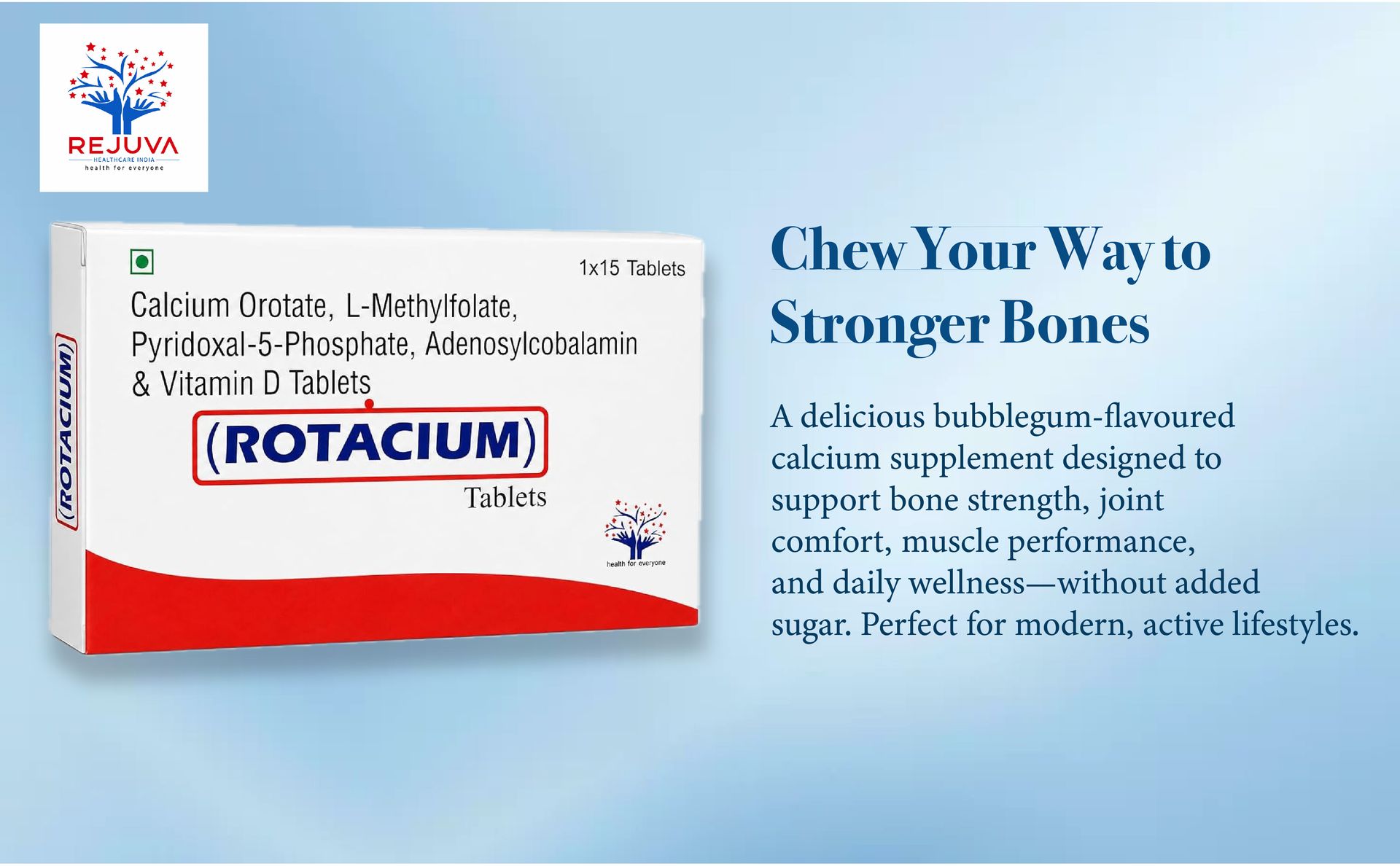 Veg Calcium and Vitamin D Chewable Tablets for Men and Women to Support Bones health, Joints & Immunity - Maintains Healthy Calcium Levels with Better Absorption - Strip of 15 Sugar Free Bubblegum Flavour Chewable Tablets