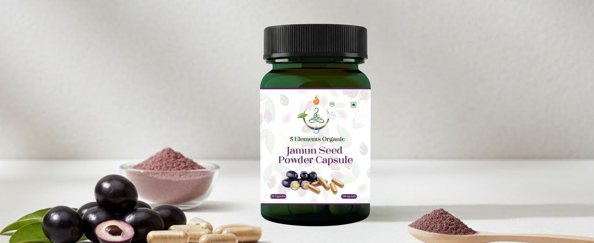 Jamun Seed Capsules 500mg | 60 Veg Capsules | Blood Sugar & Metabolic Balance Support | Plant-Based | Gluten Free & Non-GMO