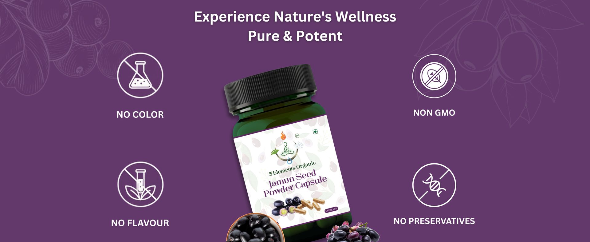 Jamun Seed Capsules 500mg | 60 Veg Capsules | Blood Sugar & Metabolic Balance Support | Plant-Based | Gluten Free & Non-GMO