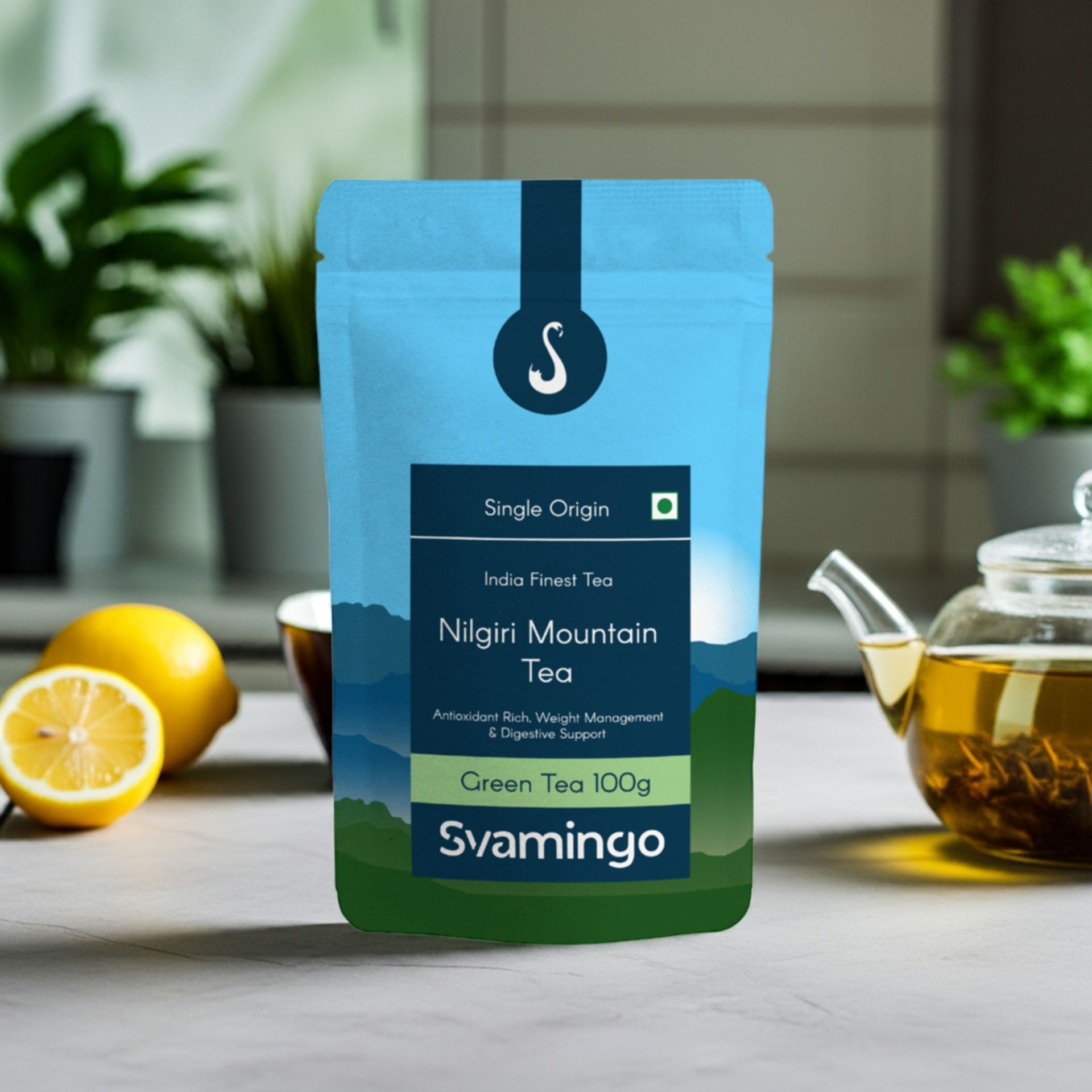 Nilgiri Green Tea 100g (50 Cups) - Whole Leaf, Direct from Garden, High Grown, Antioxidant Rich, Refreshingly Smooth & Light, Best For Weight Loss & Heart Health | SVAMINGO