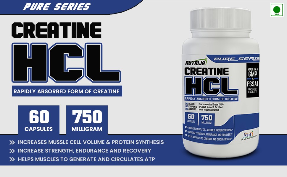 Nutrija-CREATINE HCL 750 MG- 60 Capsules