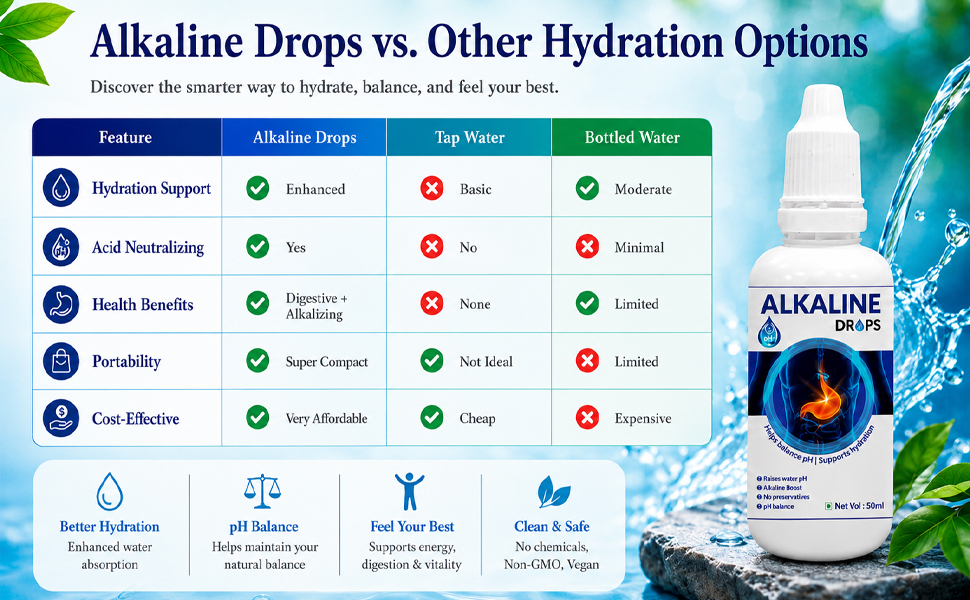 H4O pH-Booster Alkaline Mineral Drops (50 ml) (Pack of 2) | Contains Antioxidants | Provides Hydration, reduces acidity and makes you active and alert | Alkaline Drops for 1000 glasse s of water.