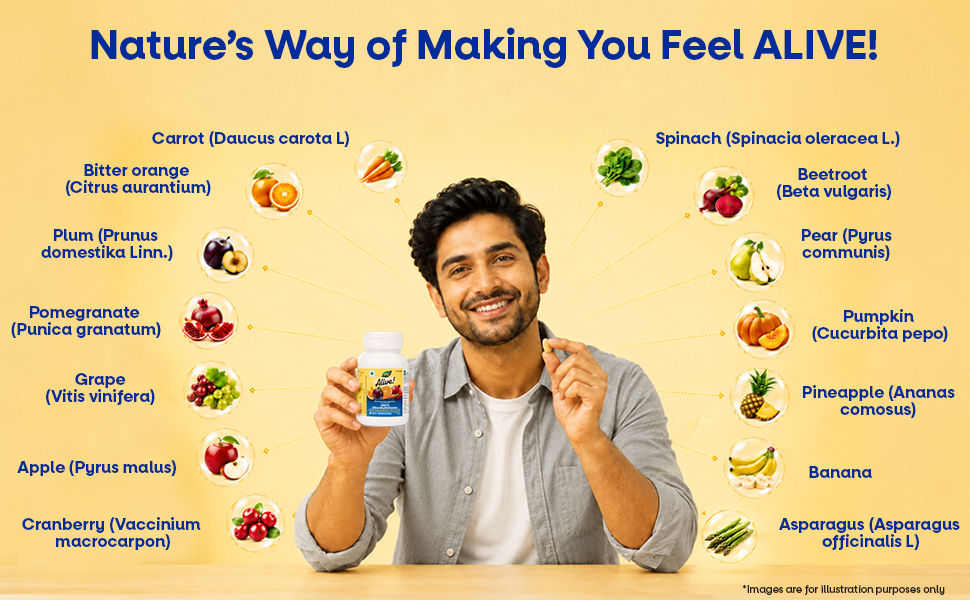 Nature’s Way Alive Men’s Ultra Multivitamin – Daily Supportive Nutrition from 32+ Fruits & Veggies | 8 Key Minerals | 17+ Vitamins | Immunity & Metabolism Support | Digestive Enzymes | 100% RDA of 17+ Vitamins & Minerals 60 Veg tablets