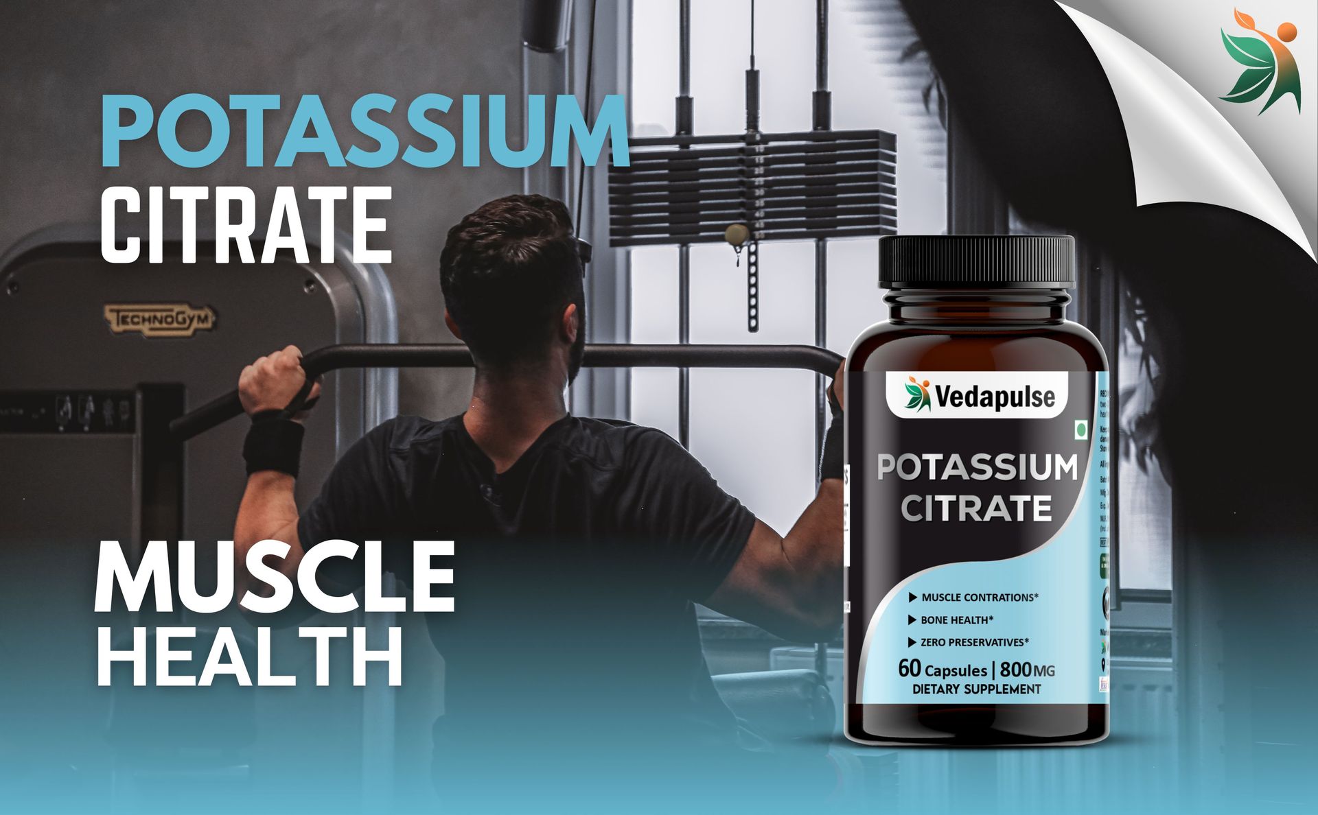 Potassium Citrate Capsules | Health Supplement | 800 mg Elemental Potassium per Serving | 60 Capsules