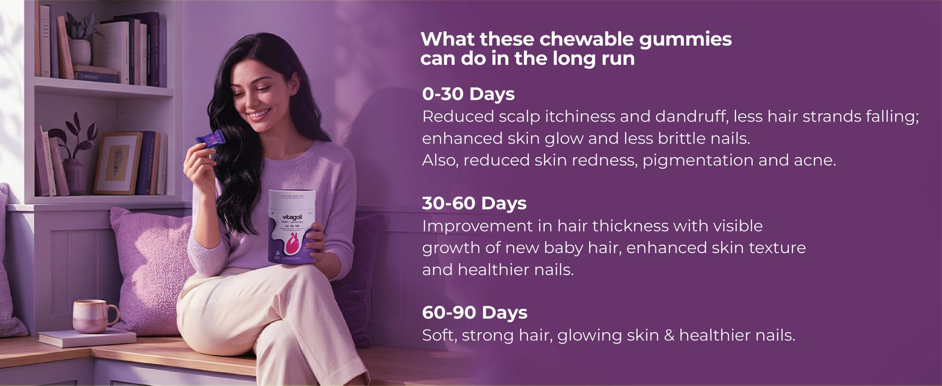 Biotin Hair, Nail & Skin Gummies | Grape Flavour | 30 Days Pack