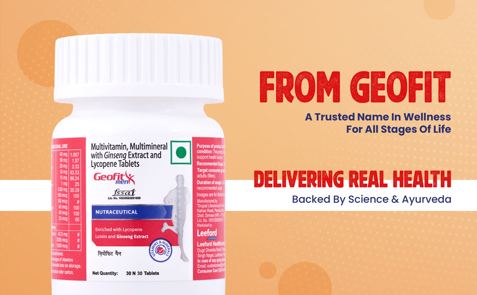 Geofit Multivitamin Tablets for Women | With Vitamin C, B3, E, D2, Isoflavone, Ginseng Ext. & 10 Mineral Blend | For Daily Energy, Immunity & Metabolism Support 30 Tablets