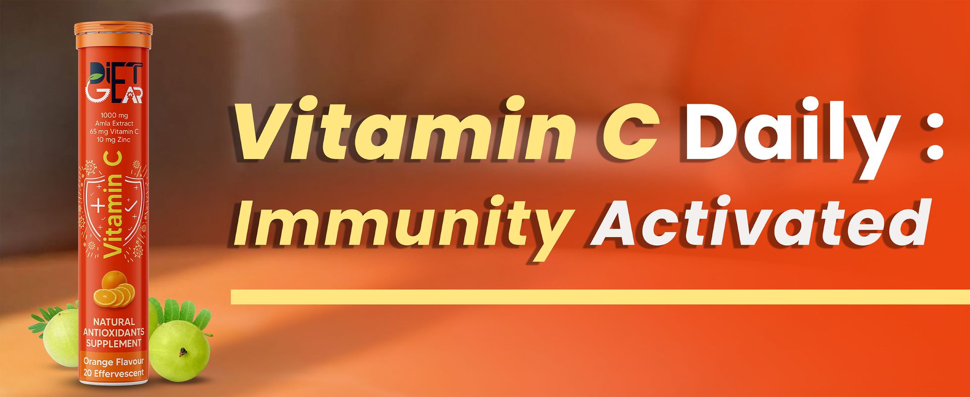 1000 mg Natural Vitamin C + Zinc 10 mg | Immunity, Collagen & Skin | Antioxidant & Free Radical Protection | Tiredness and Iron Absorption Support | Amla Extract | 100% RDA Daily Vitamin C Supplement | 20 Effervescent Tablets