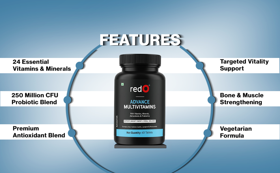 redO Advanced Multivitamin Energy Wellness Blend 60 Tablets
