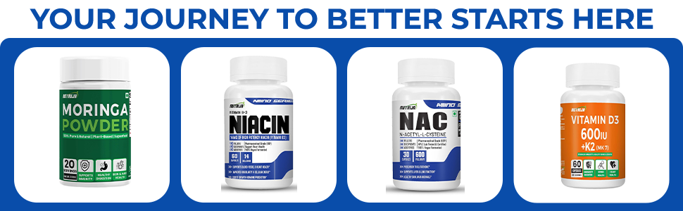 NutriJa Vitamin D3 600IU + K2 55mcg as MK7 Supplement 120 capsules - Stronger Immunity, Supports Bones, Joints & Heart Health