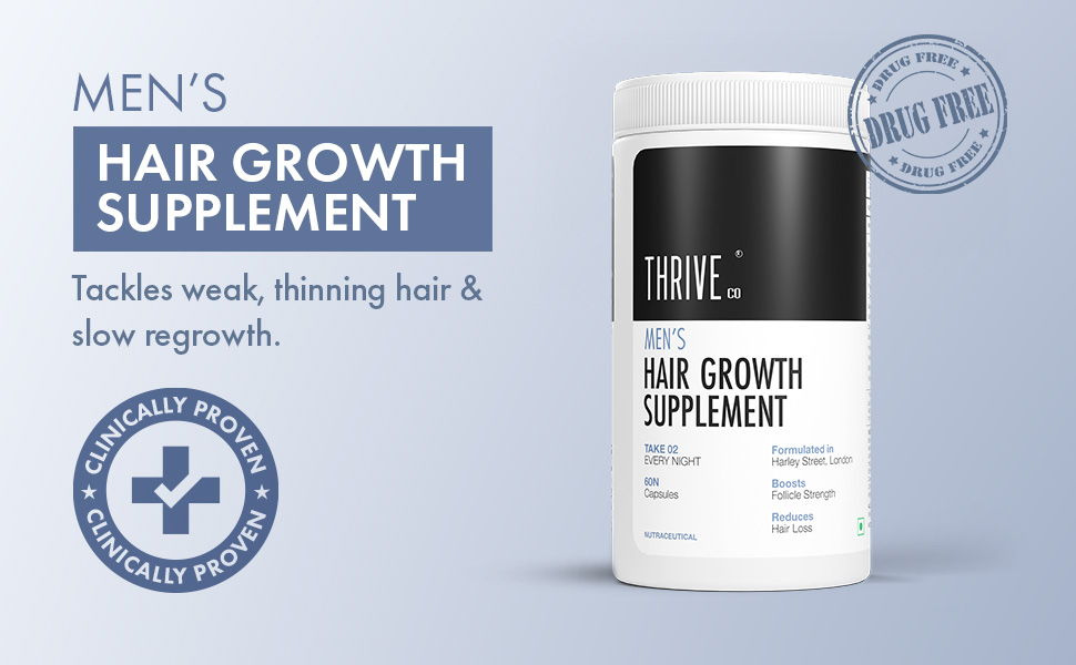 ThriveCo All-in-One Hair Growth Vitamin with Biotin, Omega 3, Vitamin-E, Ashwagandha and Natural Extracts, 60 Capsules | Supports Hair Strength & Skin Health
