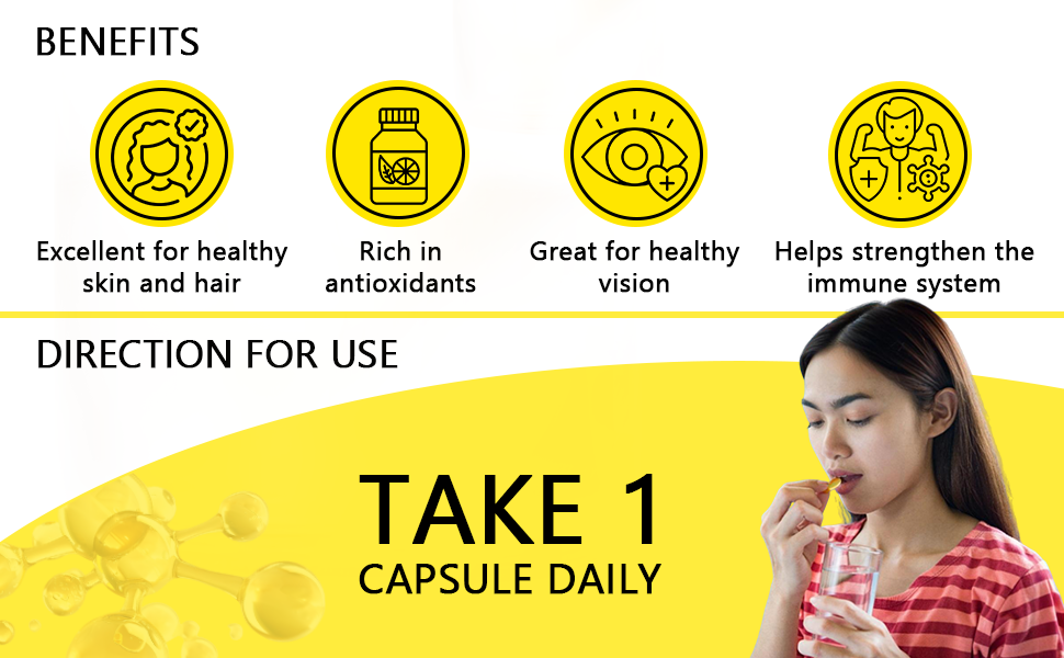Healing Pharma - Evibrook 600 mg Vitamin E Capsule for Face, Skin and Hair | Vitamin E Supplements for Men and Women - 10 Caps x 4 Strip