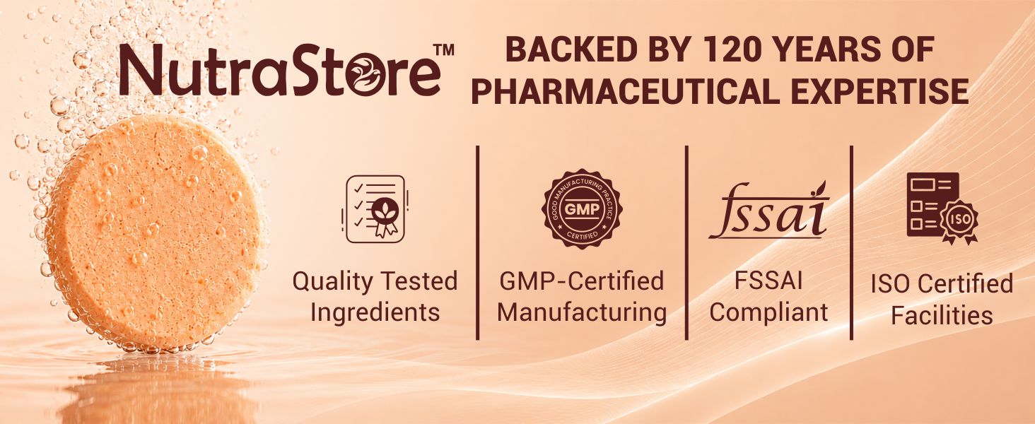 NutraStore Skin Glow | L Glutathione Effervescent Tablets | With Vitamin C, Hyaluronic Acid, Biotin, Astaxanthin & Zinc | Advanced Antioxidant Skin Blend | Orange Aura Flavor | 15 Tablets
