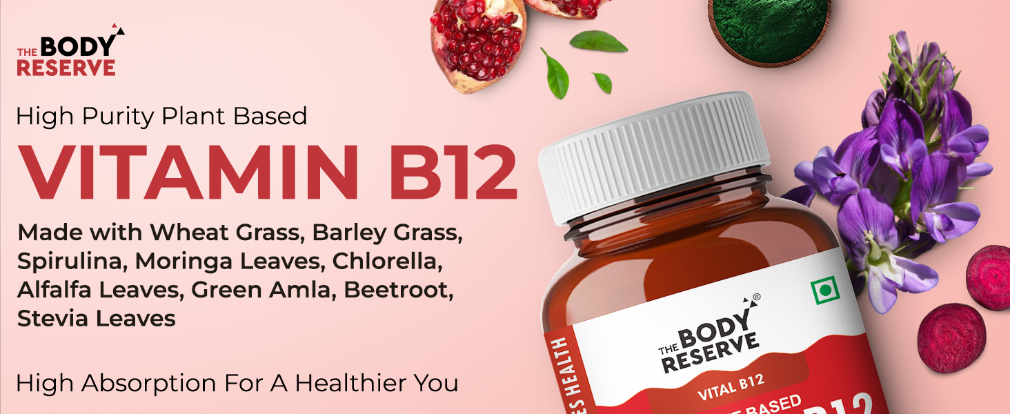 The Body Reserve Plant Based Vitamin B12 Supplement For Men & Women 120 Capsules Organic Vitamin B12 For Nerve And Brain Health Vegan Capsules