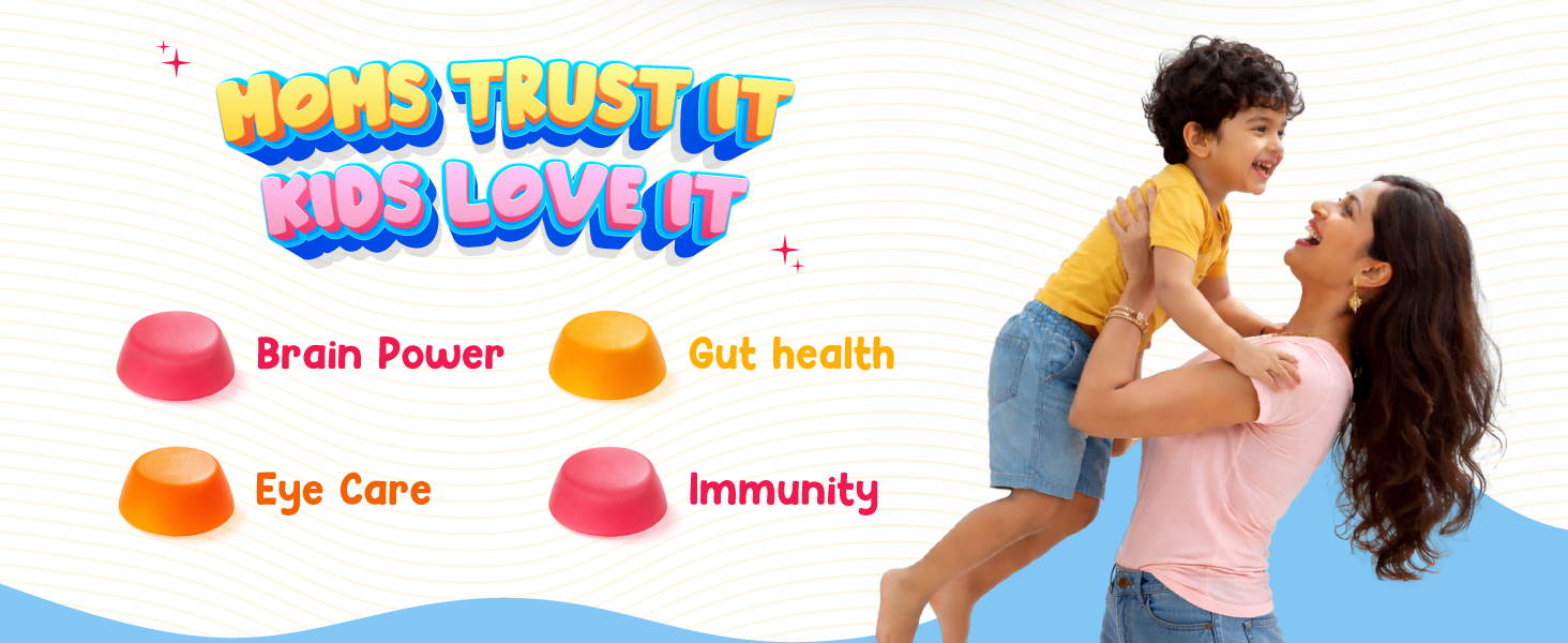 U-VITA Grow Buddy Multivitamin Gummies for Kids (2+ Years) | No Added Sugar | 27 Essential Vitamins, Minerals & Pure herbal extracts | 3 Flavours – Mango, Strawberry & Orange | 30 Gummies | Made in India and Formulated in the UK