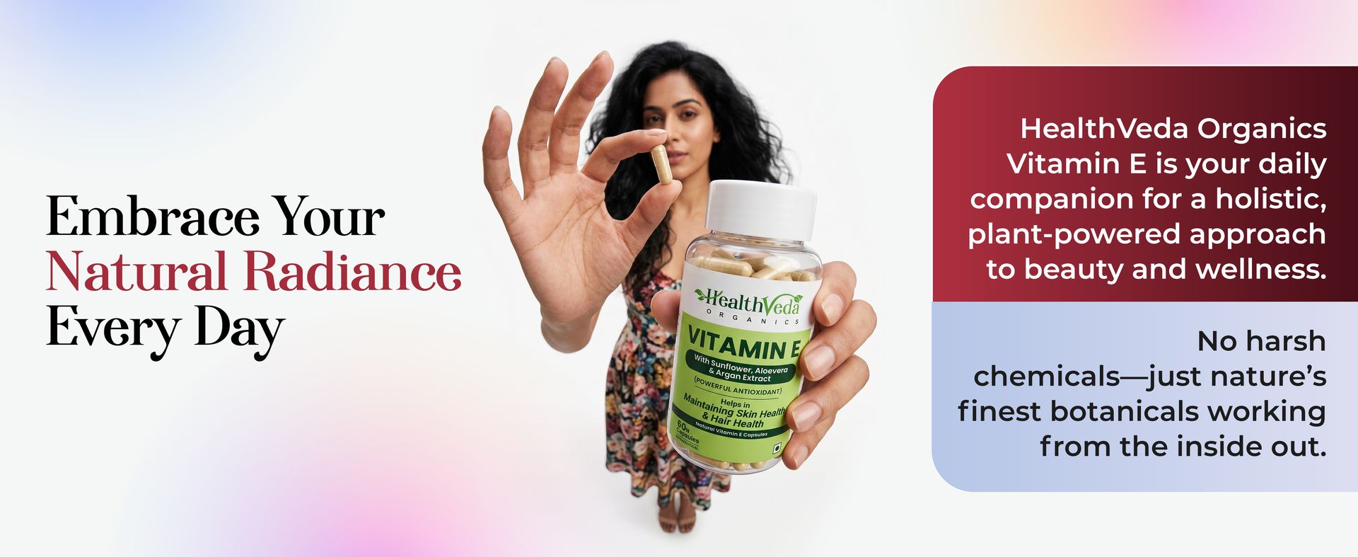 Health Veda Organics Vitamin E for with Argan & Aloe Vera | Antioxidant Support, Naturally Nourished Skin and Hair For Men & Women (60 Veg Capsules)
