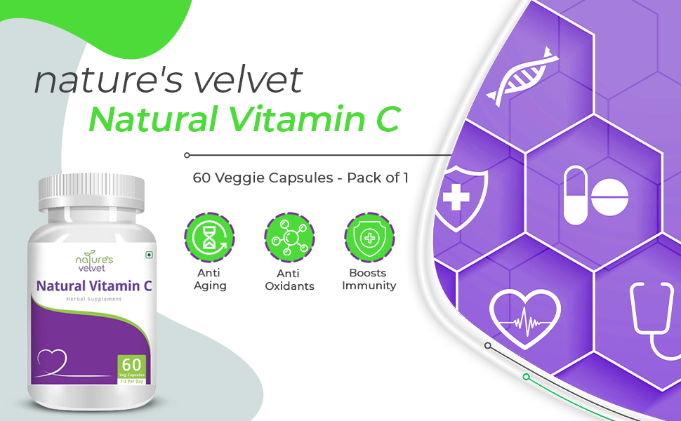nature's velvet Natural Vitamin C, 60 Veggie Capsules - Pack of 1
