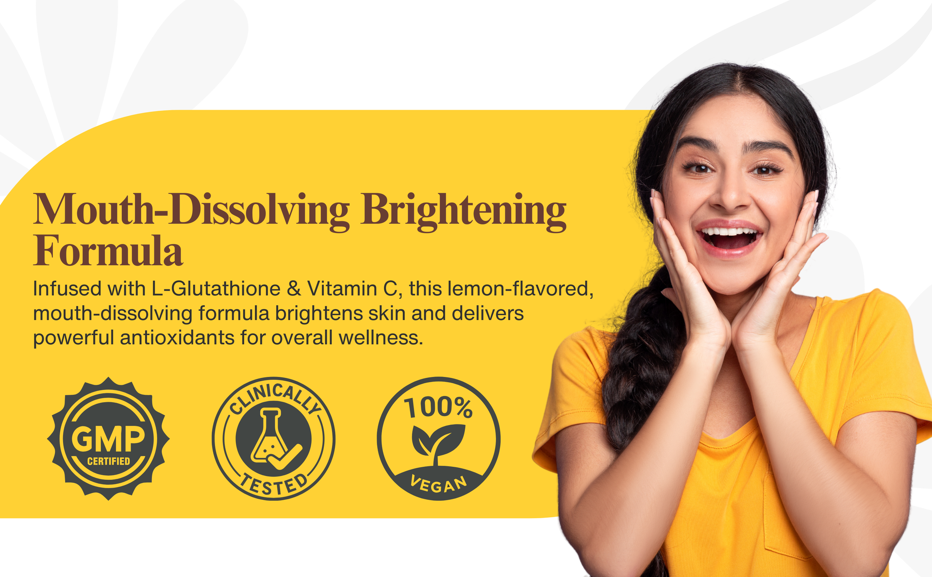 Gluta Glow with L-Glutathione & Vitamin C | Skin Brightening & Antioxidant Support | Lemon Flavor | Mouth dissolving Glutathione | 15 Sachet