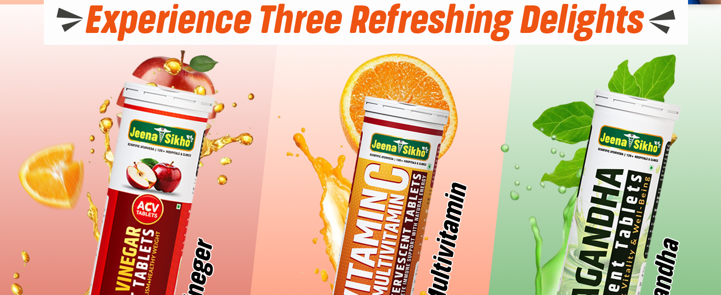 Jeena Sikho Vitamin C & Multivitamin Effervescent Tablets | Orange Flavour with 500 mg Vitamin C | Helps with Immunity, Skin Health & Daily Energy | Fizz Tablets for Easy Consumption | 20 Tablet