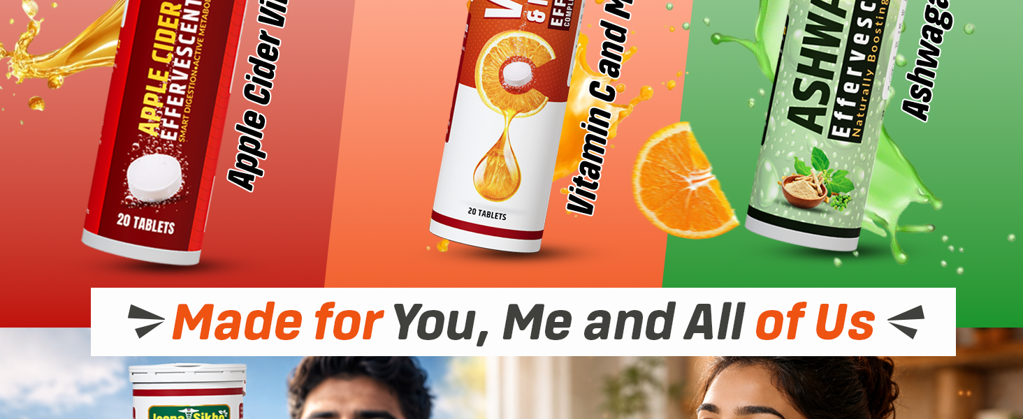 Jeena Sikho Vitamin C & Multivitamin Effervescent Tablets | Orange Flavour with 500 mg Vitamin C | Helps with Immunity, Skin Health & Daily Energy | Fizz Tablets for Easy Consumption | 20 Tablet