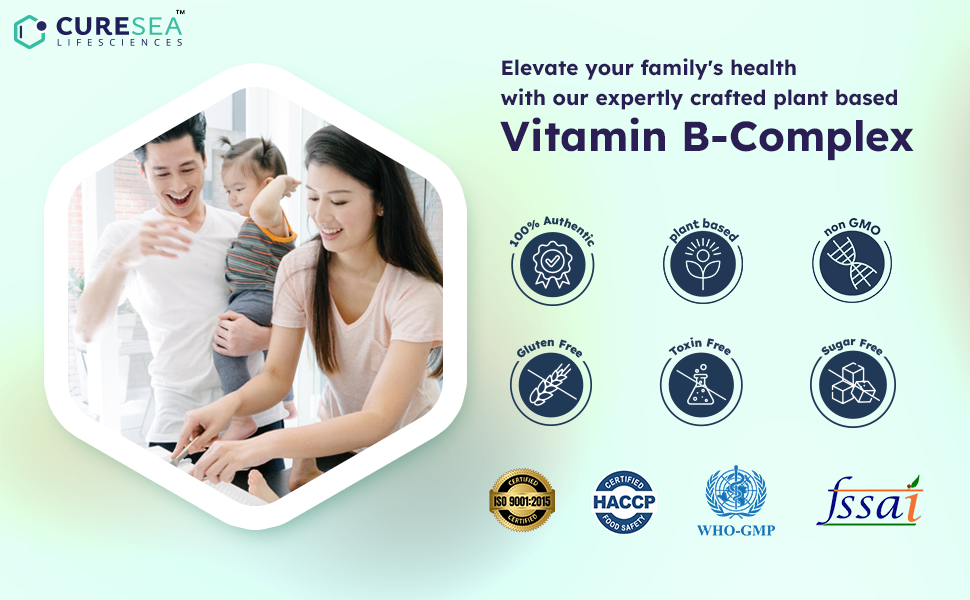 Vitamin B Complex 100% RDA B1, B2, B3, B5, B6, B7, B9, B12 with D3, E & Magnesium | Youthful Skin, Energy & Immunity Support | For Women & Men - 60 Veg Tablets