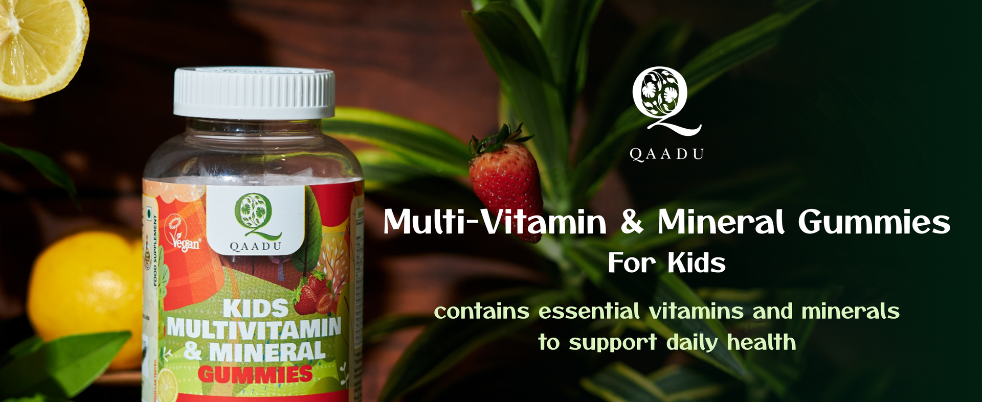 Kids Multivitamin and Minerals Gummies, Strawberry & Lemon Flavor, for Kids Growth and Immunity, Nutritious, 60 Easy to Chew Gummies, Certified Vegan by The Vegan Society of UK