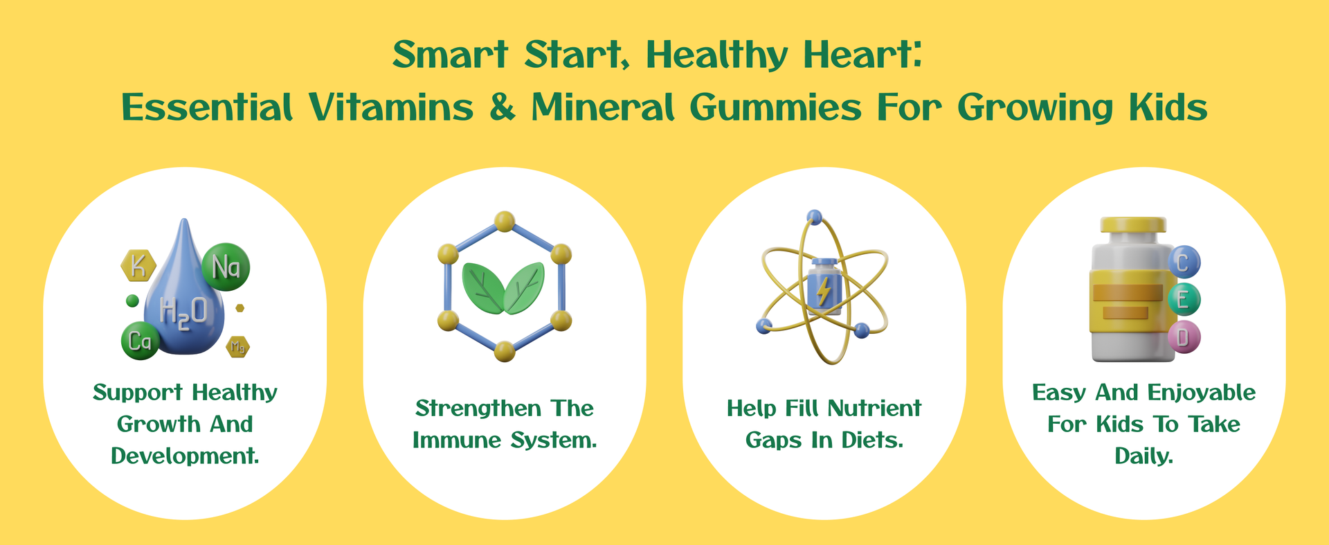 Kids Multivitamin and Minerals Gummies, Strawberry & Lemon Flavor, for Kids Growth and Immunity, Nutritious, 60 Easy to Chew Gummies, Certified Vegan by The Vegan Society of UK