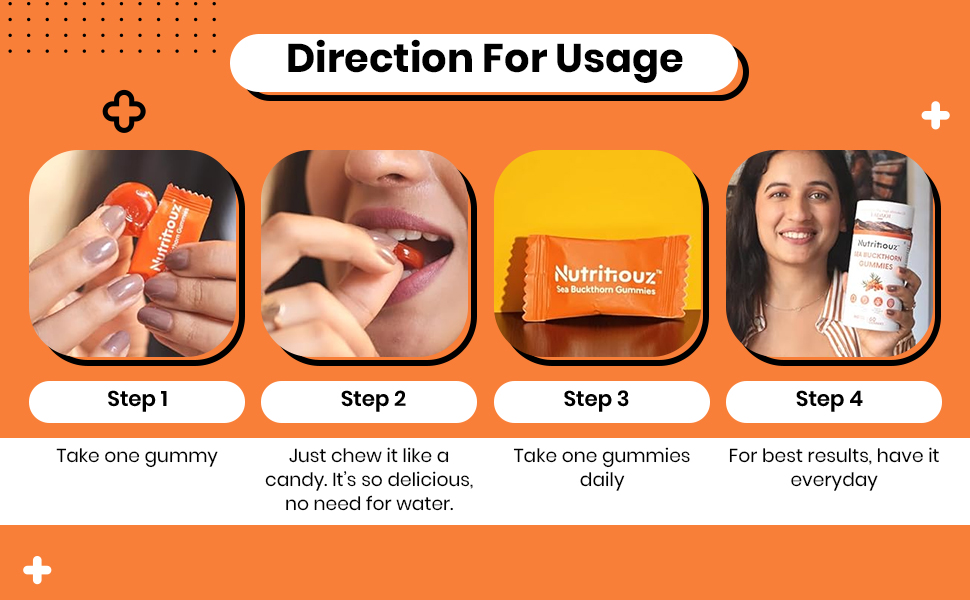 Seabuckthorn Gummies for Immunity & Glowing Skin | Rich in Vitamin C, Omega 3,6,7,9 & Antioxidants | Boosts Immunity, Brightens Skin | Pack of 30 Gummies