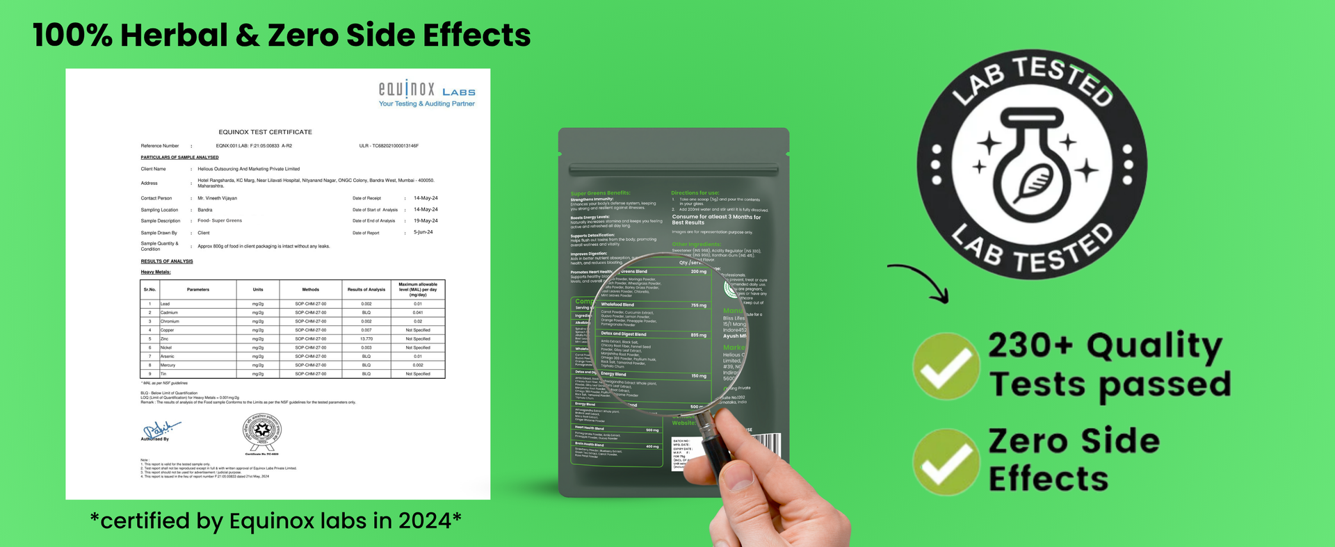 Healeo Super Greens Powder 75g | Daily Greens with 40 Plant-Based Ingredients | Acne Control, Skin Health, Digestion, Detox & Immunity | Superfood Green Powder Supplement for Men & Women
