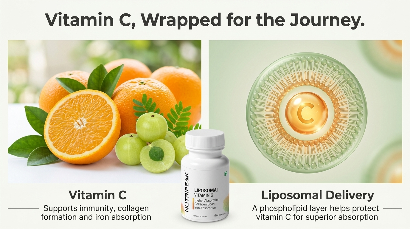 Liposomal Vitamin C Capsules, 80mg, High Absorption, Immune & Collagen Support, GMO Free, Gluten Free, 60 Veg Capsules