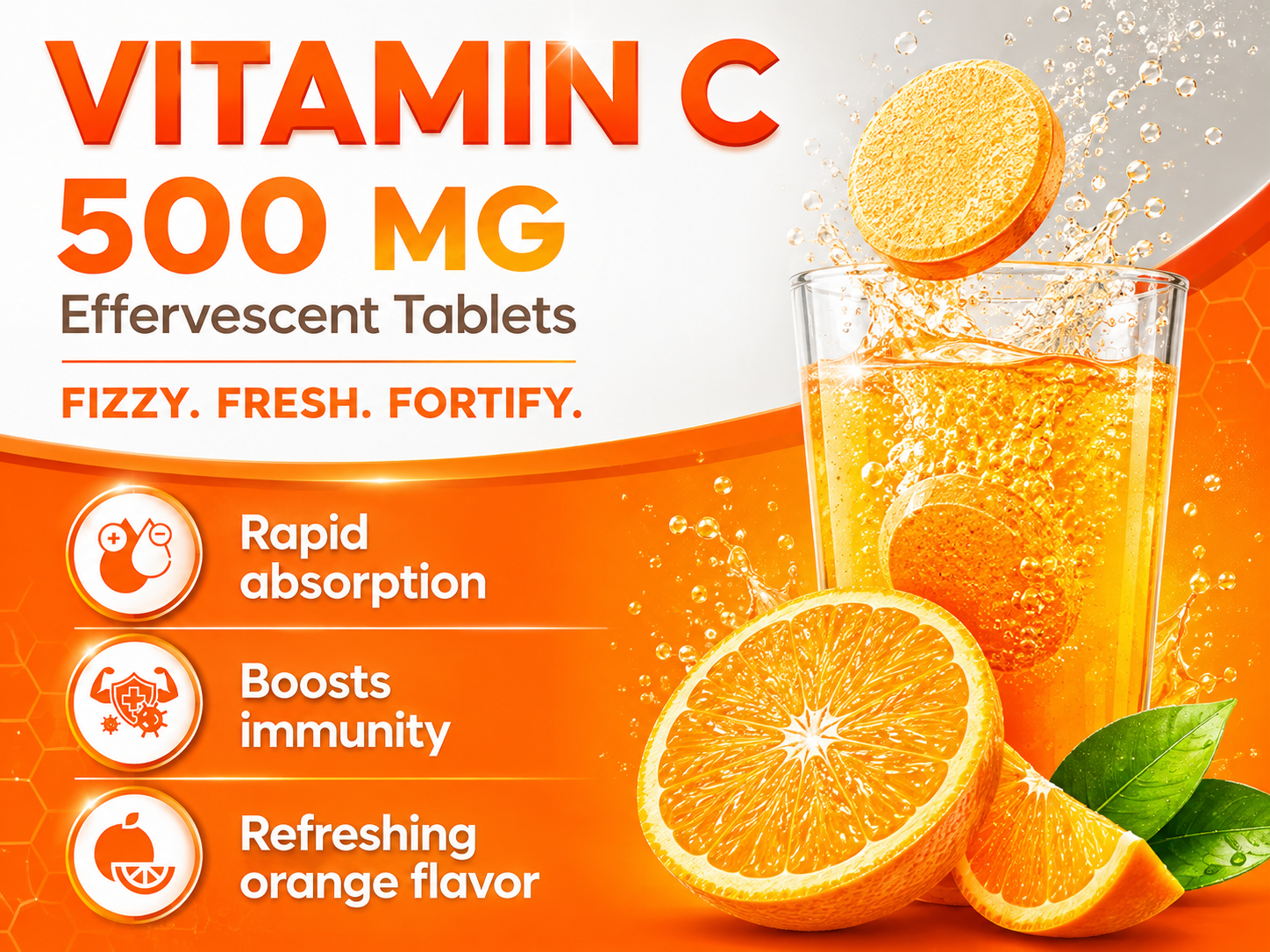 Vitacee-500 | Vitamin C Tablets | Helps to boost & Strengthens Collagen for Healthy Skin, Hair & Nails- Orange Flavour - 20 Tablets