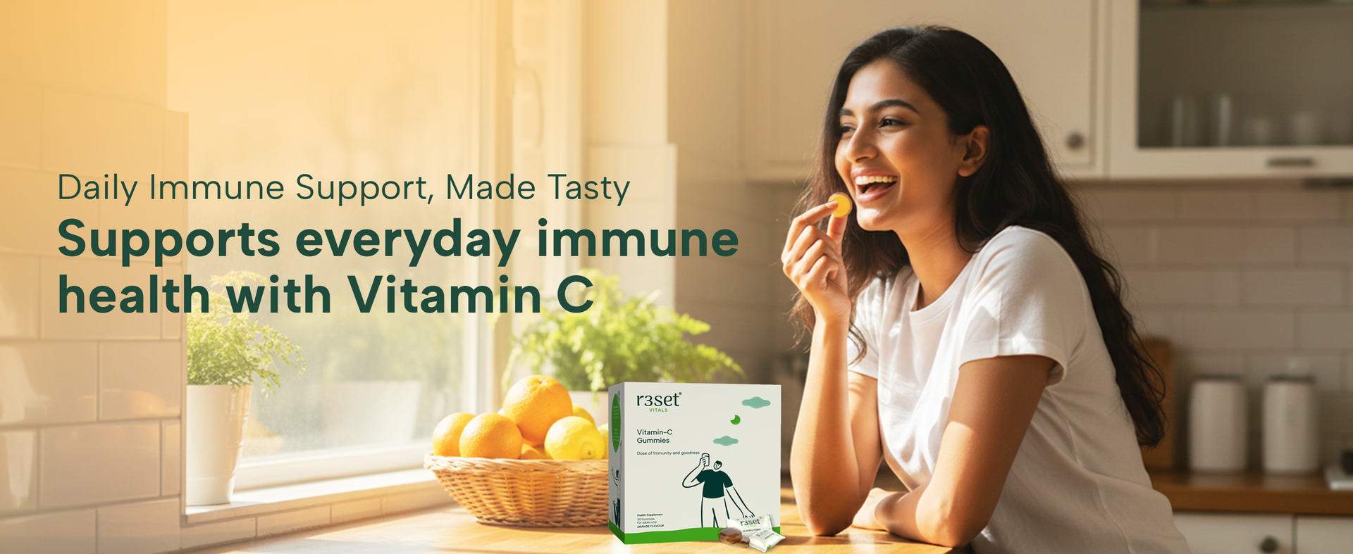 R3SET Vitamin C Gummies for Immunity, Skin Health & Glow - 30 Servings