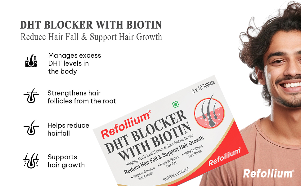 DHT Blocker with Biotin | Helps Reduce Hair Fall, Stimulates Hair Growth | Hair Vitamins for Men & Women (30 Tablets) (PACK OF 2)