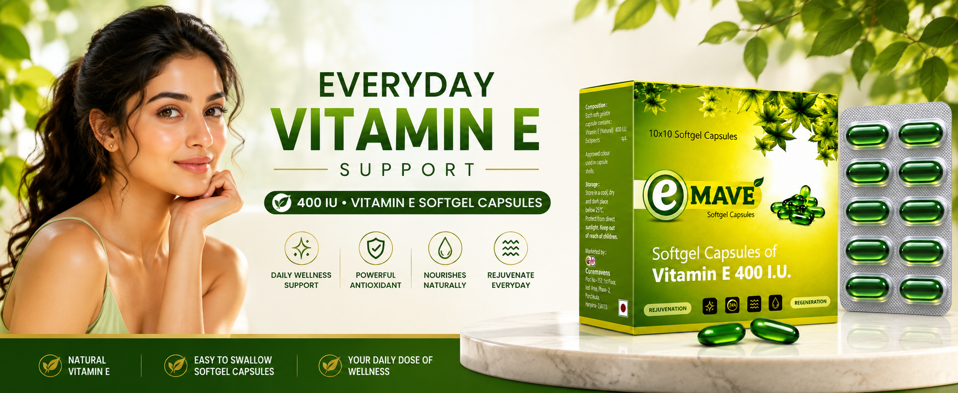Vitamin E 400 IU Softgel Capsules, 50 Capsules