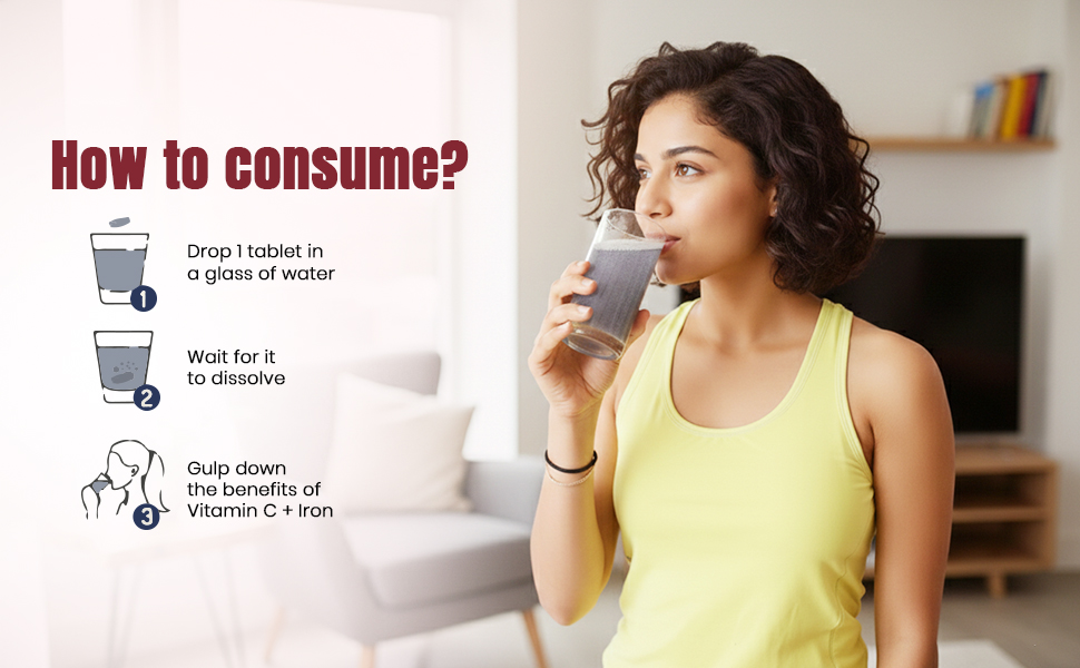 Free On Iron Effervescent Tablets Vitamin C & Folic Acid, Pack of 20