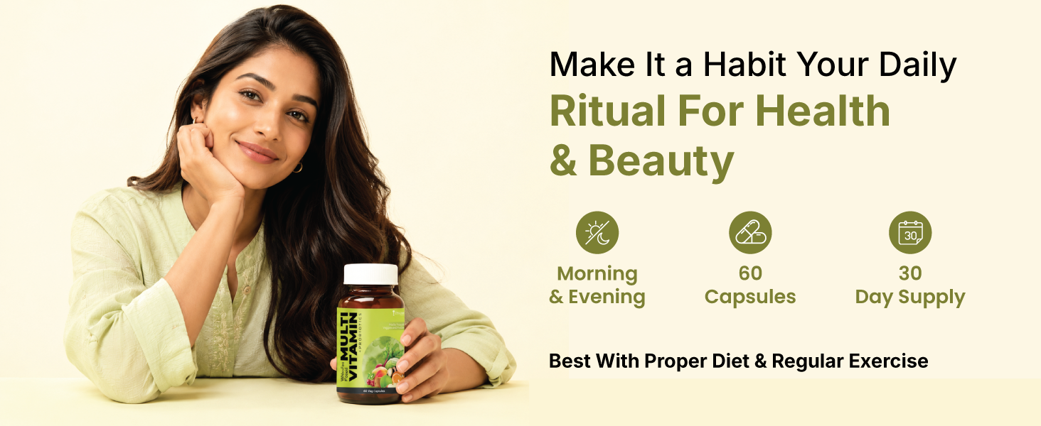ZEROHARM Multivitamin+Probiotics for Men & Women | Plant-Based Daily Supplement with 25 Probiotic Strains | Boosts Immunity, Energy & Digestion | Whole Food Multivitamins & Minerals | 60 Veg Capsules