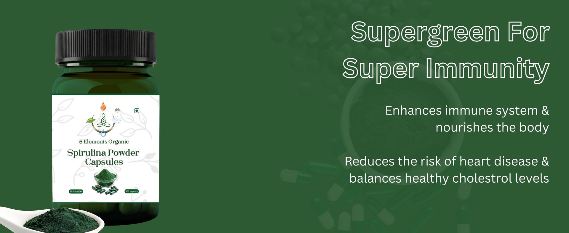 Spirulina Capsules 500mg | 60 Veg Capsules | High Protein, Iron & Antioxidant Superfood | Plant-Based | Gluten Free & Non-GMO Pack of 1