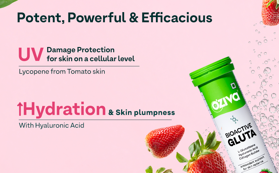 OZiva Collagen + Glutathione, for Radiant Skin, Strawberry