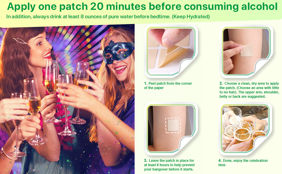 Anti-Hangover Patch, Party Relief Patches, Vitamins and Folic Acid, Morning Fresh Hangover, Skin-Friendly Use Before Drinking, Party Strips, Hangover relief Patches