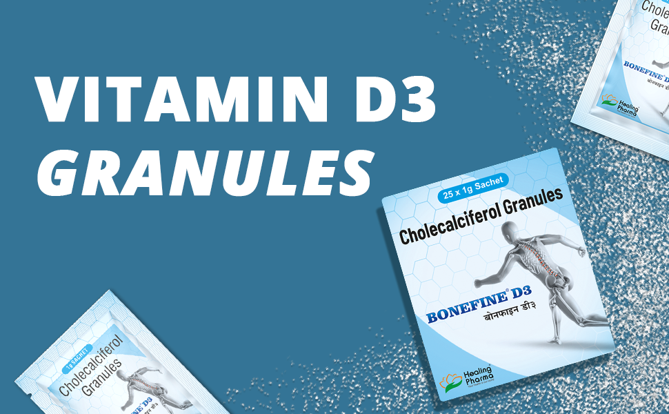 Healing Pharma - Bonefine Vitamin D3 Sachets | Cholecalciferol Granules 1g x 10 Sachets