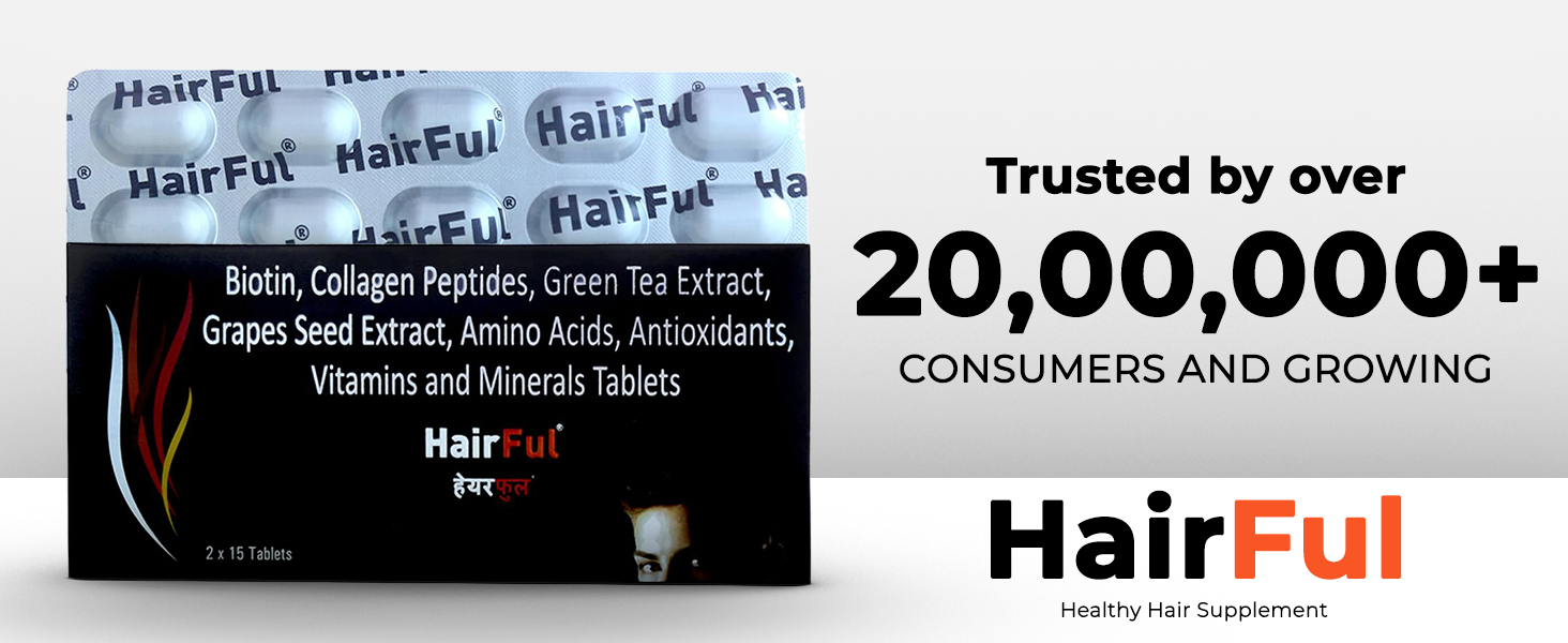 HairFul Hair Multivitamins Healthy Hair Supplement for Better Hair Growth & Hair fall Control (Pack Of 4 X 15) 60 Tablets