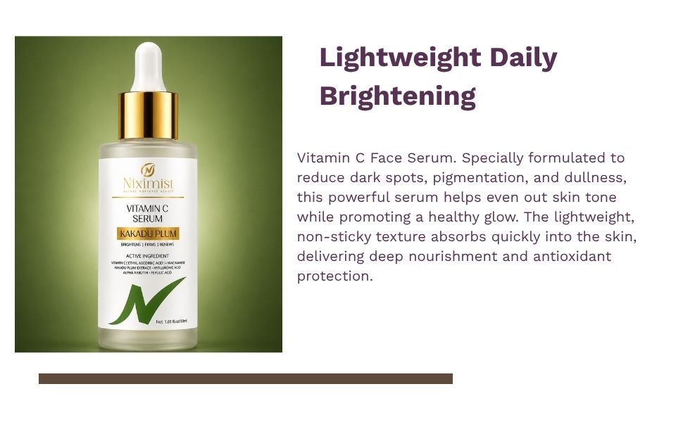 Vitamin C Face Serum for Glowing Skin | Brightening & Dark Spot Care | Vitamin C, Hyaluronic Acid & Niacinamide | Lightweight Daily Serum | For Men & Women | 30ml