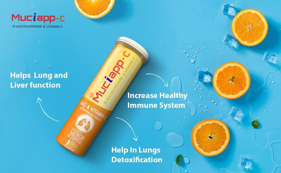 NAC & Vitamin C - 10 Tablets (Pack Of 1) | N-Acetylcysteine 600mg |For Men & Women | Powerful Antioxidant & Lung Detox Support | Immune Booster for Respiratory Health, Liver Cleanse