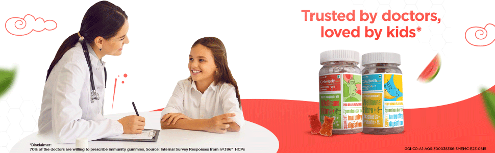 Dr. Reddy's CeleHealth Kidz Immuno Plus Multivitamin Gummies with Wellmune, Vitamin C & Zinc for Kids (4 - 12 Years) | Supports Immunity and Digestion | Pulpy Mango Flavour | 30 Gummies - Pack of 3 | 100% Vegetarian