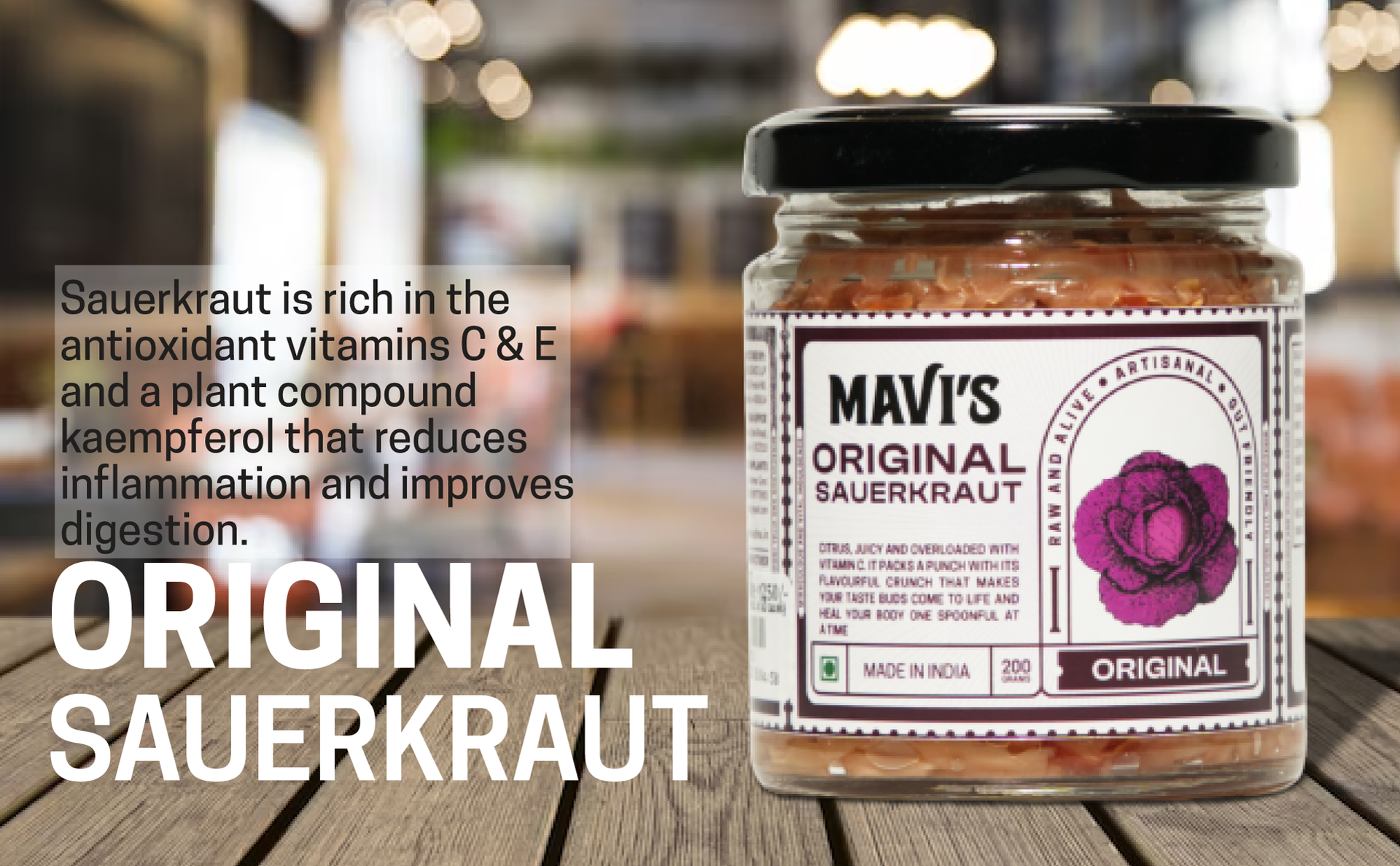 MAVI's Sauerkraut | Original Sauerkraut and Beetroot Carrot Kraut | Combo Pack of 2 | 200g each | No Preservatives | Organic and Vegan | No Artificial Flavour or Colour
