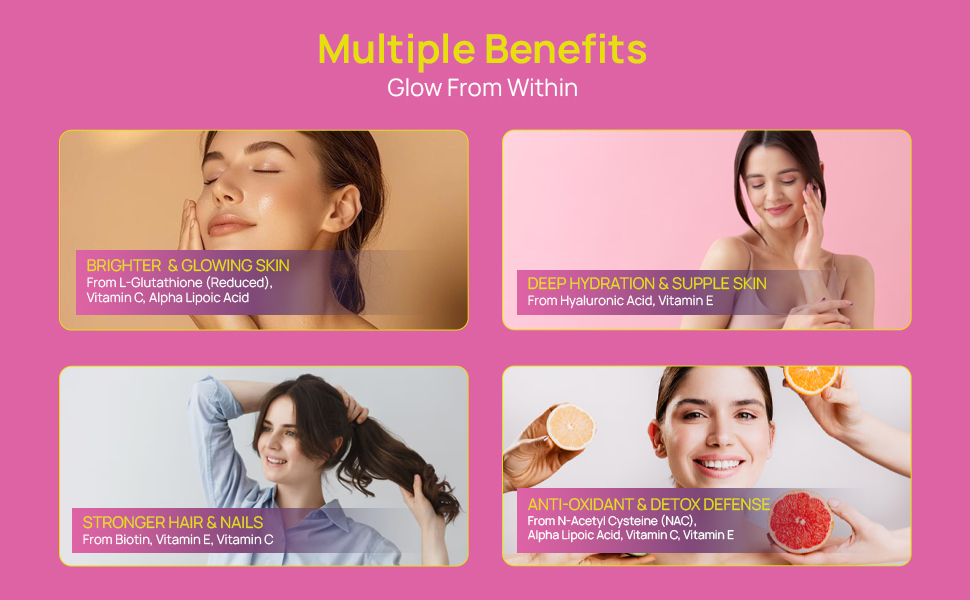 SUPERFUELS Bollywood Skin 500mg L Glutathione Tablets with HLA & ALA | Glowing Skin & Hair | Vitamin C, E, NAC & Biotin | Strawberry Flavor | No Added Sugar | 15 Effervescent Tablets