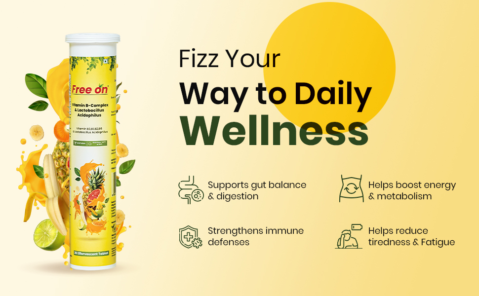 Free On Vitamin B Complex & Lactobacillus Effervescent Tablets, 40 Tablets